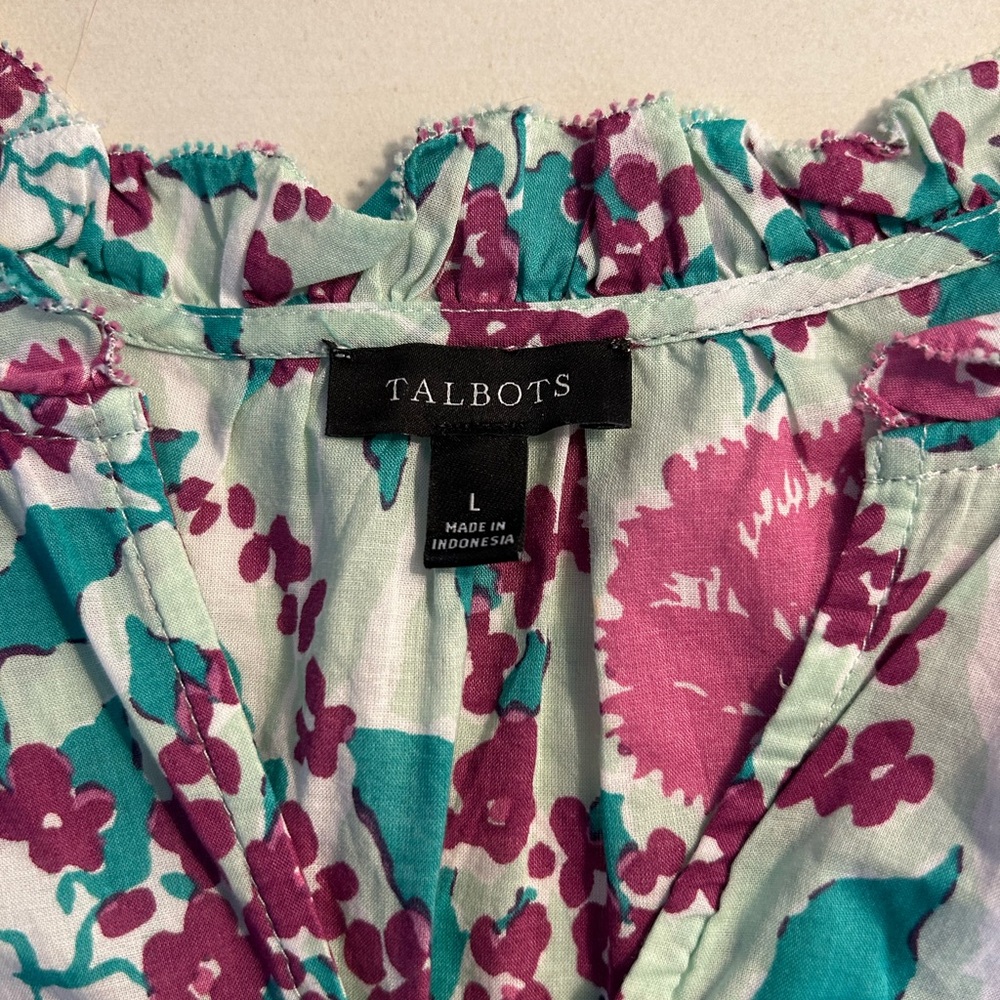 Talbots Floral Blouse - Pink, Blue, Green - Picture 3 of 6